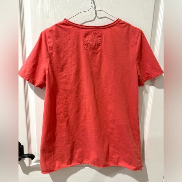 JOHNNY WAS Coral Pink White Floral Embroidered Boho Short Sleeve Tunic Top - Picture 4 of 5